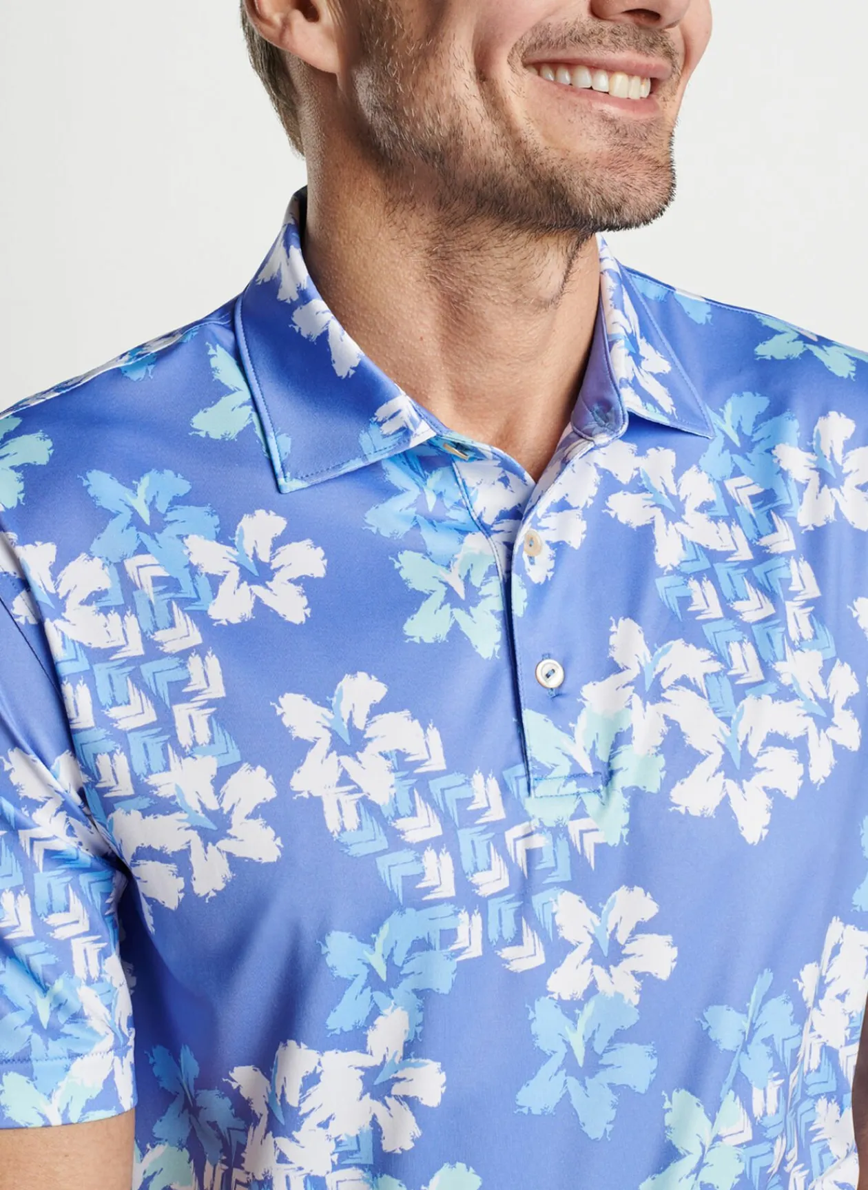 Peter Millar Sun Protection Apparel|Abstract Floral Performance Jersey Polo