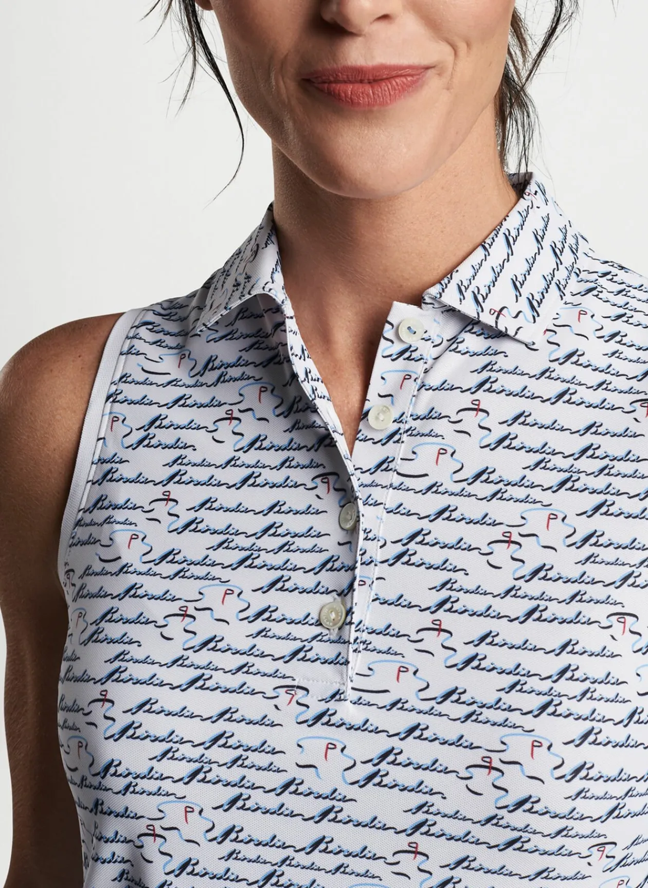Peter Millar Polos & Shirts|Banded Sport Mesh Birdie Print Sleeveless Button Polo