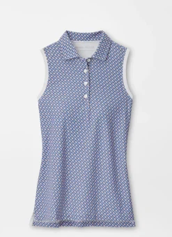 Peter Millar Polos & Shirts|Banded Sport Mesh Links Print Sleeveless Button Polo