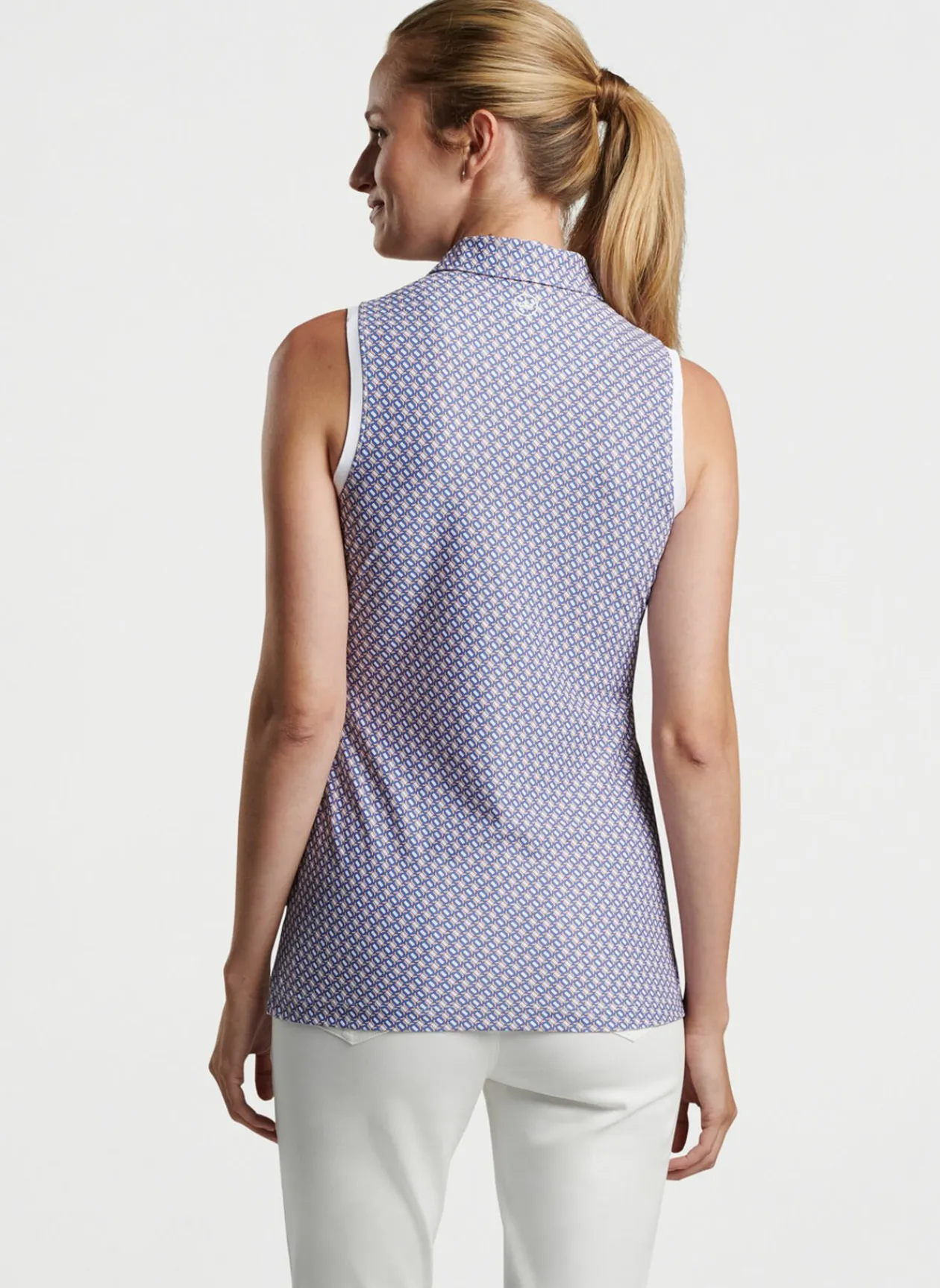 Peter Millar Polos & Shirts|Banded Sport Mesh Links Print Sleeveless Button Polo