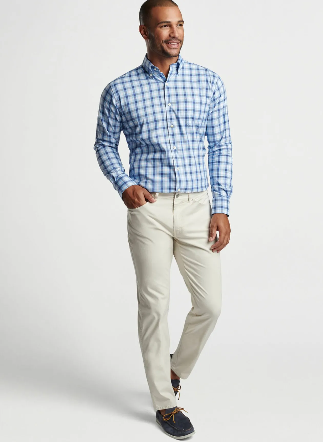 Peter Millar Sport Shirts|Blue Hill Crown Lite Cotton-Stretch Sport Shirt