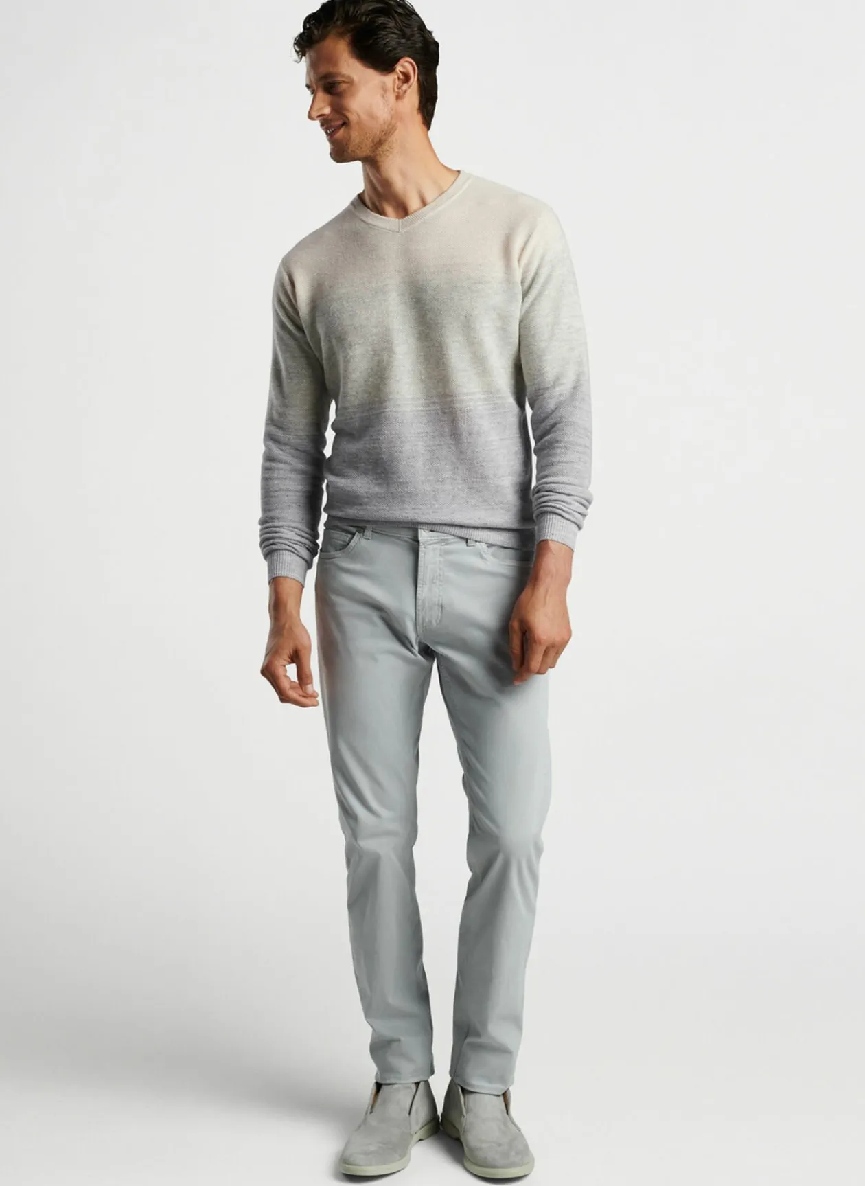 Peter Millar Sweaters|Camden High V Striped Sweater