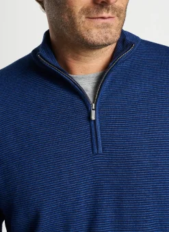 Peter Millar Sweaters|Canton Stripe Quarter-Zip Sweater