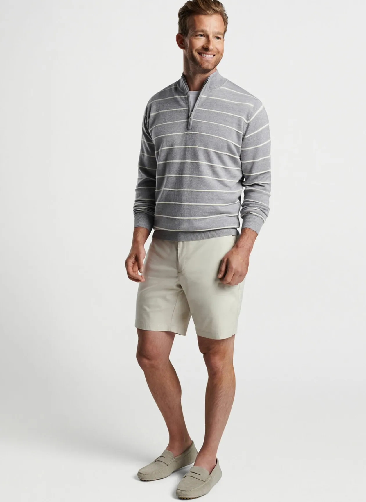 Peter Millar Sweaters|Eastham Striped Quarter-Zip Sweater
