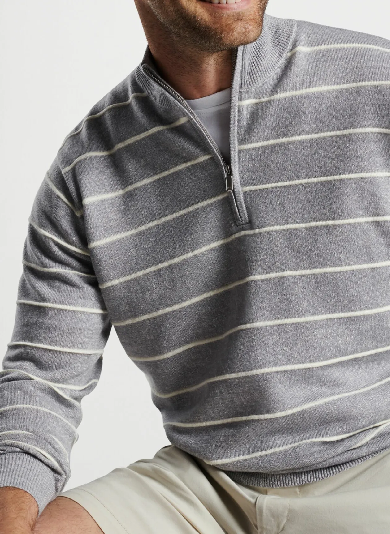 Peter Millar Sweaters|Eastham Striped Quarter-Zip Sweater
