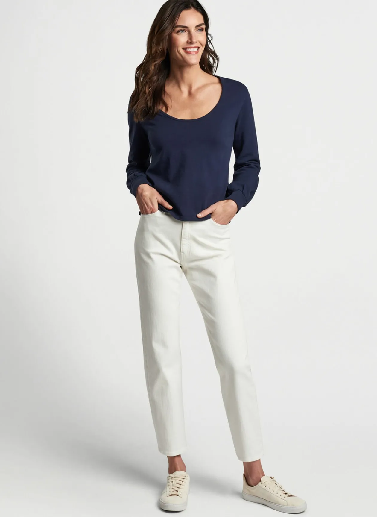 Peter Millar Polos & Shirts|Kate Long-Sleeve Scoop Neck Henley