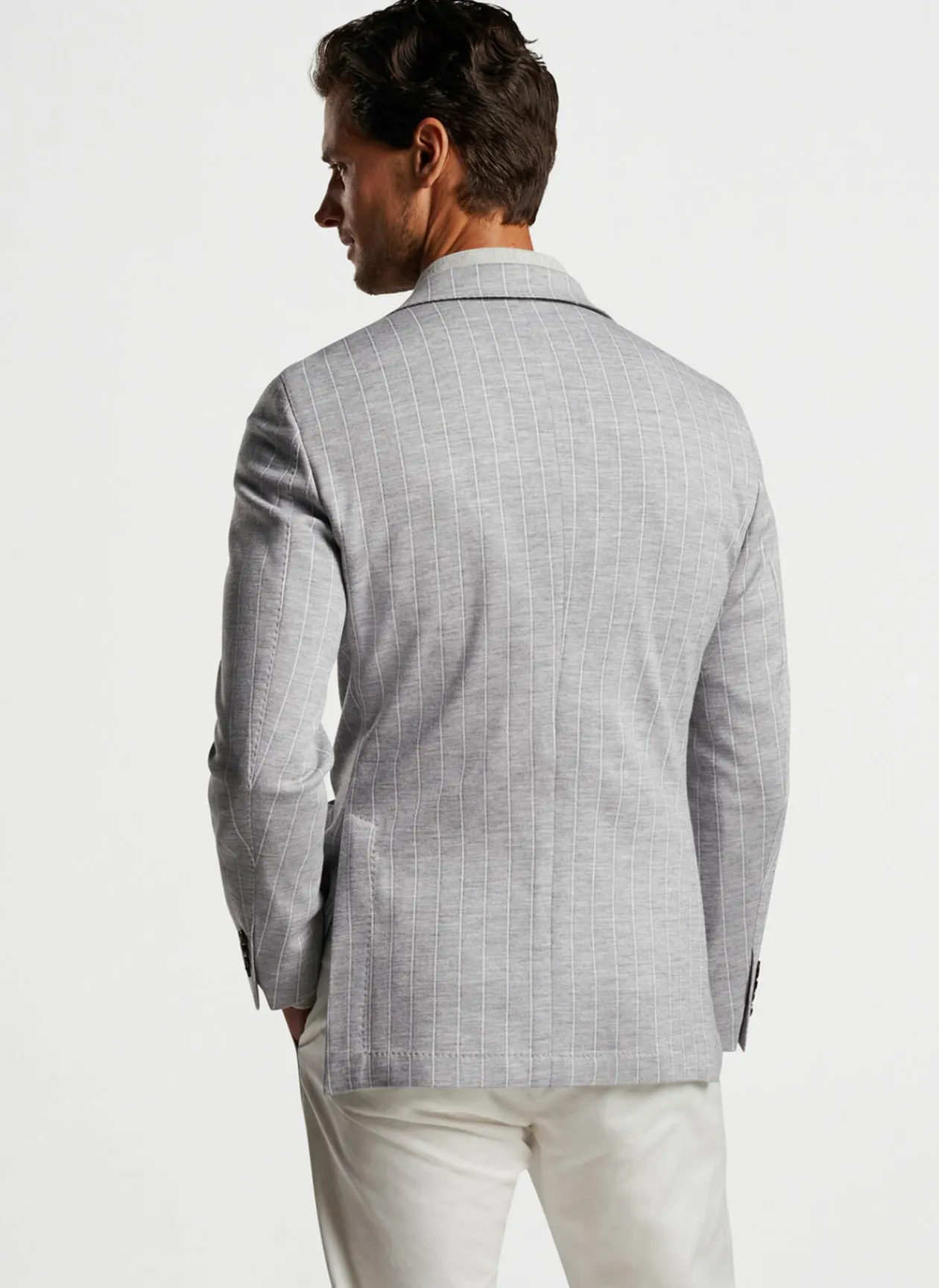 Peter Millar Sport Coats|Melton Knit Pinstripe Soft Jacket
