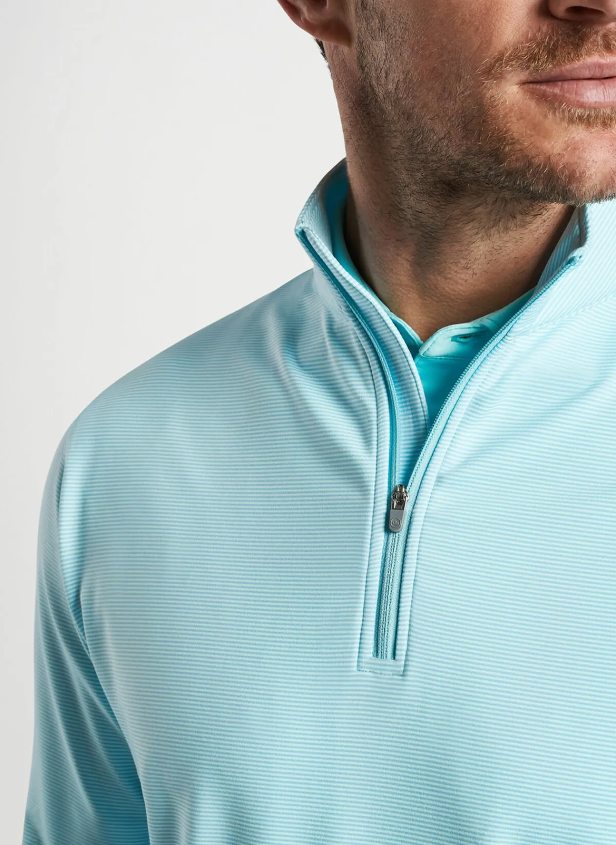 Peter Millar Sun Protection Apparel|Perth Sugar Stripe Performance Quarter-Zip