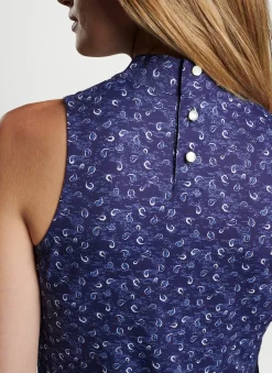 Peter Millar Polos & Shirts|Scottie Tossed Paisley Print Sleeveless Mock Neck Shell