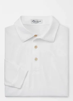 Peter Millar Sun Protection Apparel|Solid Stretch Jersey Long Sleeve Polo