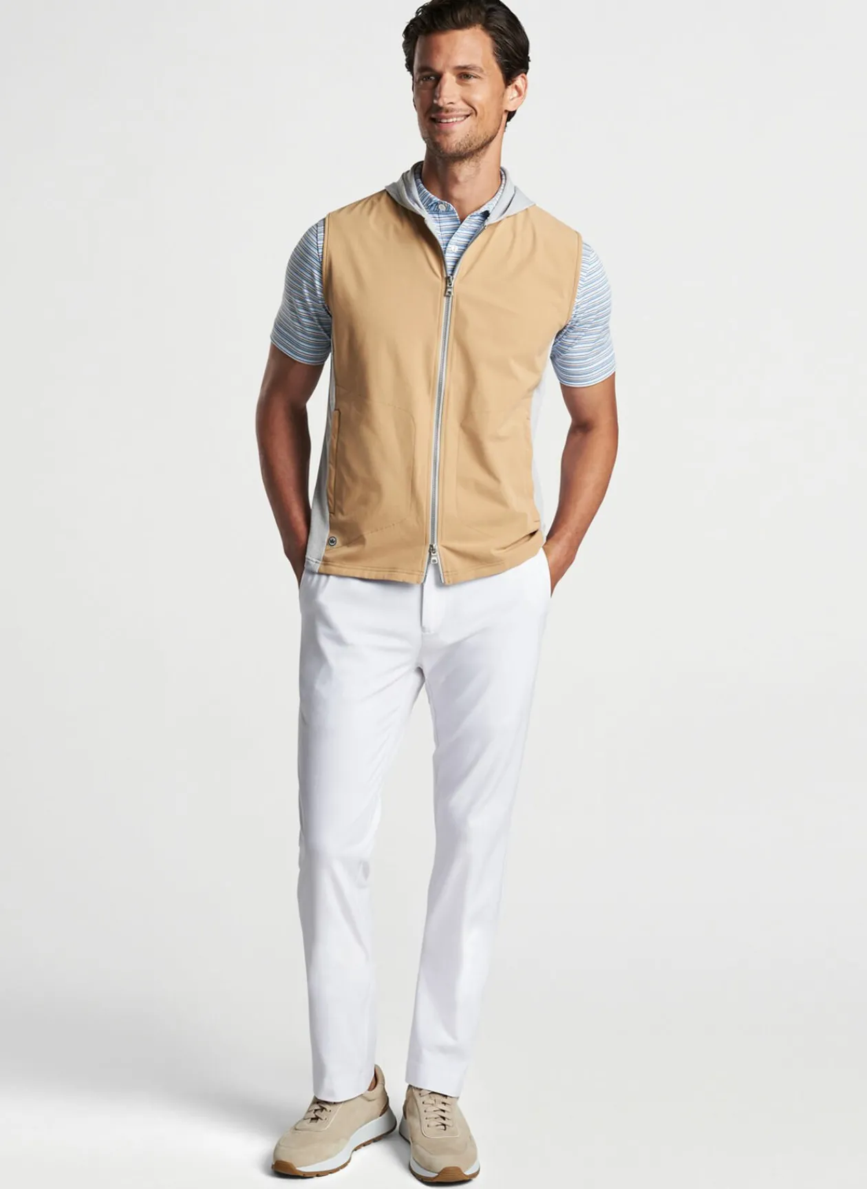 Peter Millar Vests|Solstice Performance Hybrid Full-Zip Hoodie Vest
