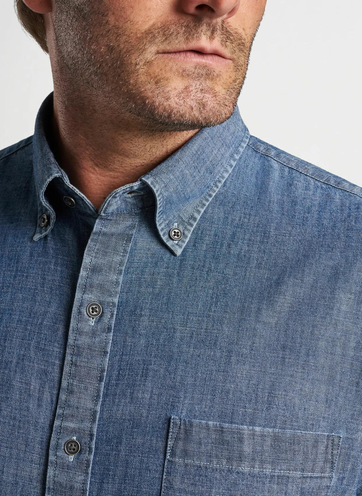 Peter Millar Sport Shirts|Tamworth Chambray Cotton-Stretch Sport Shirt