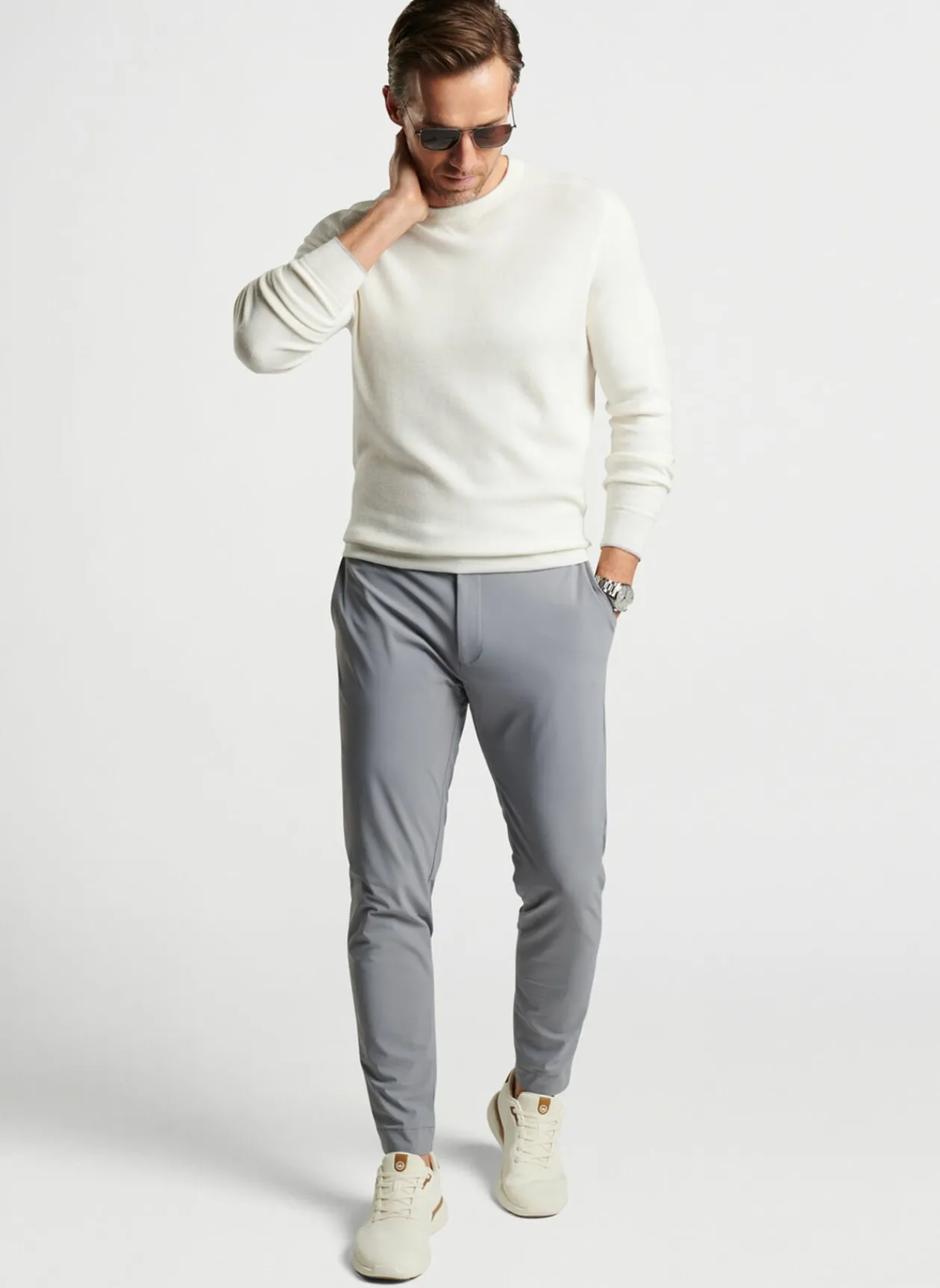 Peter Millar Sweaters|Voyager Cashmere-Silk Saddle Shoulder Crew